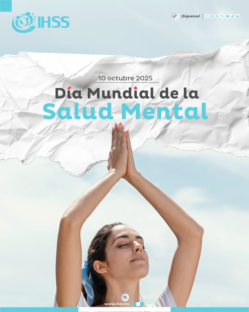 Día Mundial de la Salud Mental
Hoy, más que nunca, es momento de hablar, escuchar y cuidar.
✨ No estás solo.
✨ Pedir ayuda es un acto de valentía.
✨ Cuidarte también es cuidar de los demás.

#SaludMental #10DeOctubre #NoEstásSolo #DíaMundialDeLaSaludMental #Hablemos
