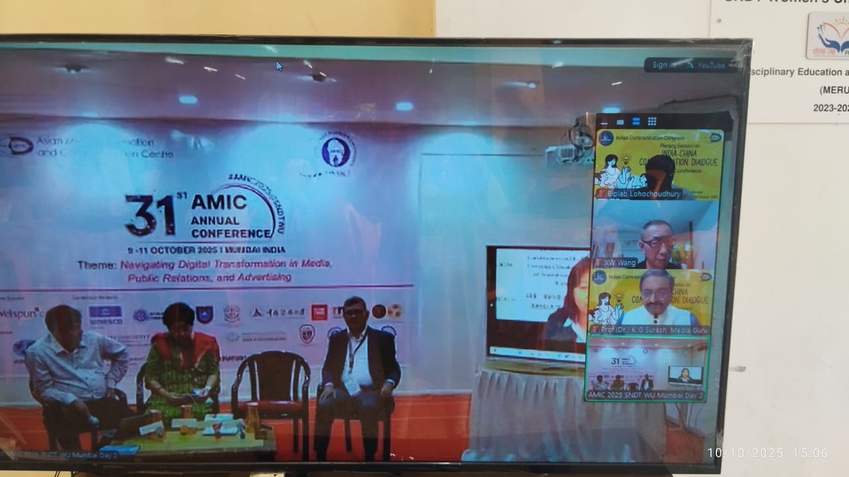 kg_suresh's tweet image. Addressed online Plenary Session on India-China Communication Dialogue @ 31st Annual Conference of Asian Media Information &amp;amp; Communication Centre (AMIC ) at @SNDTWUmumbai23.
@SNDTWU @Sndt_Digital @KalingaSen @AshwiniVaishnaw @MIB_India @MEAIndia @DrSJaishankar @rammadhav_