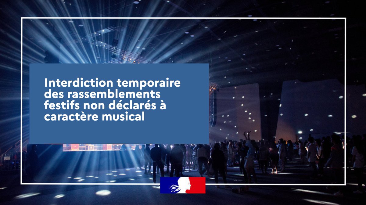 ⛔️ Afin de prévenir les troubles à l'ordre public, la tenue et la participation à tout rassemblement festif à caractère musical non déclaré et le transport et l'installation de matériel type "sound system" sont interdits en #Mayenne du vendredi 1⃣0⃣  octobre à 12h jusqu'au lundi