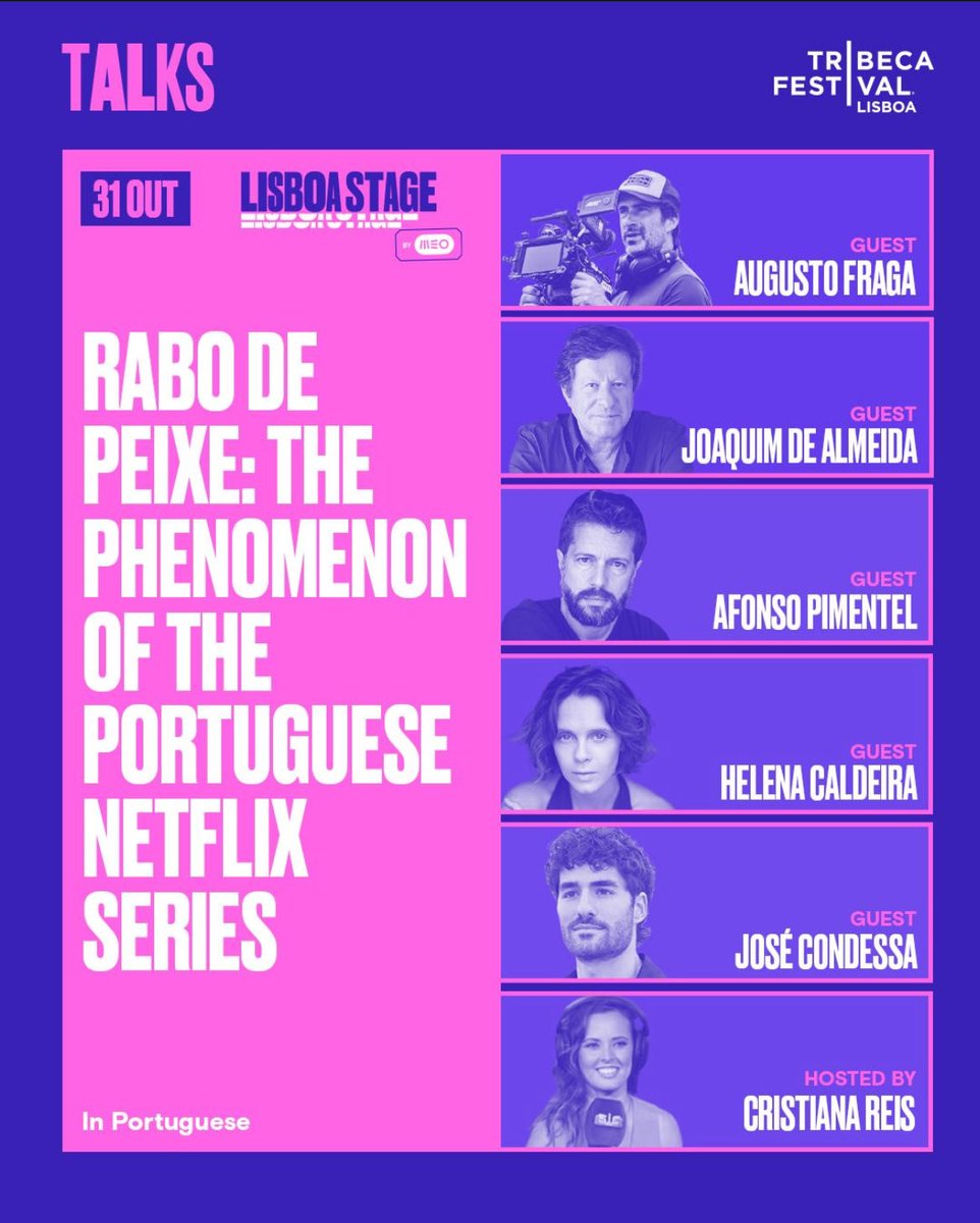 💥 JÁ É OFICIAL‼️É com orgulho q partilho convosco q vou subir ao palco principal do Tribeca Festival Lisboa. O tema da conversa será a série “Rabo de Peixe” e estarei mt bem acompanhada por um ilustre painel! Contamos convosco! Obrigada à organização do festival pelo convite.💥