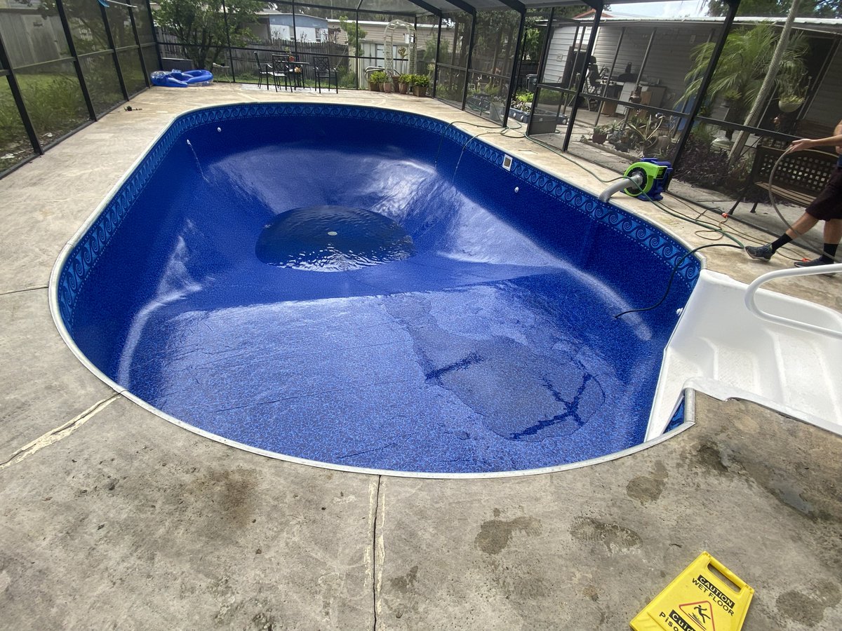 ppalmpools's tweet image. We were contacted to revitalize a cherished pool. Our services involved repairing the floor, prepping the walls and installing a brand new Latham Panama Royal Prism Vinyl Liner. All is set now! #PoolRefresh #FloorRepair
