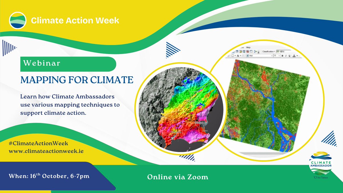 climate_ambass's tweet photo. Join us for this #ClimateActionWeek event &amp; discover how platforms like QGIS &amp; Google Earth Pro can be used to map and explore the Irish landscape &amp; learn how QGIS helps study flooding hazards in local contexts. 
 
Thursday the 16th of October 
18:00 - 19:00 
Online via Zoom https://t.co/0OlAGFGtMb