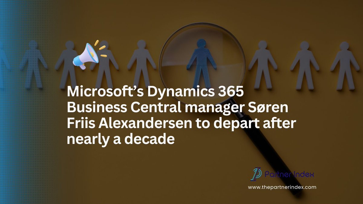 ThePartnerIndex's tweet image. Microsoft’s Søren Friis Alexandersen, principal product manager for Dynamics 365 Business Central, announces his departure after nearly a decade, marking a significant change in the D365 Business Central leadership team. buff.ly/SzRArnd