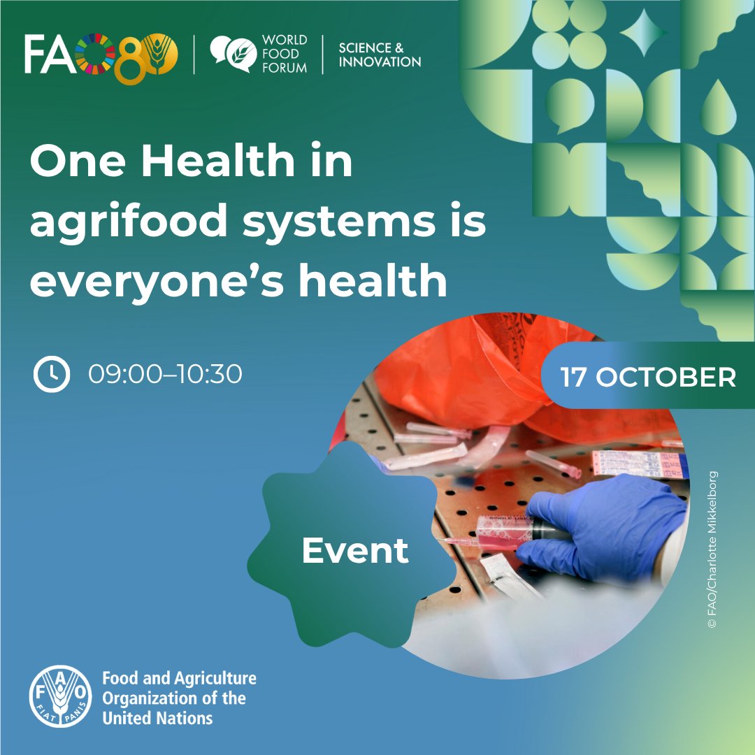 📅 Save the date!

Join us in Rome for “#OneHealth in Agrifood Systems is Everyone’s Health” at #SIF2025 🧬🌱

🗓️ 17 Oct | ⏰ 09:00–10:30

Explore how science &amp; partnerships can address interconnected challenges

🔗 fao.org/science-techno…