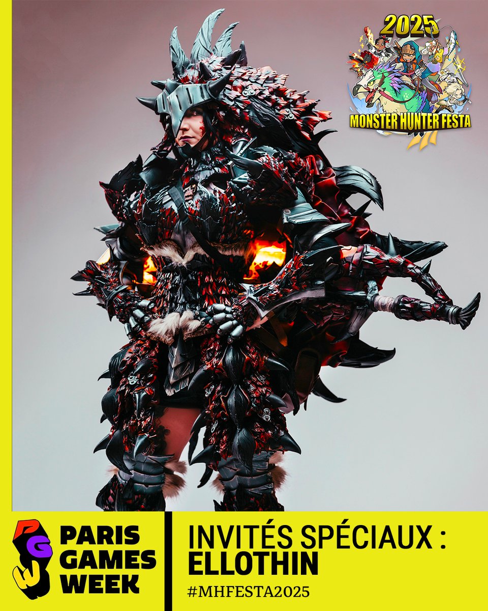 C'est un Rathalos ? C'est un aérolabo ? Non, c'est <a href="/ellothincosplay/">Ellothin 🖤</a> qui sera présente tous les jours du #MHFesta2025 en cosplay Gemma ! Venez immortaliser l'événement au spot photo de la Forge ! 📸

Plusieurs de ses armes et armures pourront également être admirées sur notre