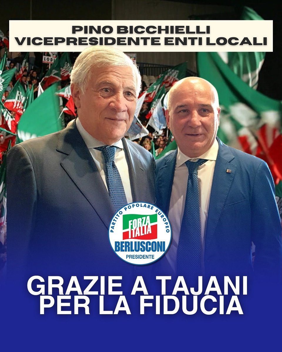 Onorato della fiducia di <a href="/Antonio_Tajani/">Antonio Tajani</a> e felice di poter collaborare con <a href="/gasparripdl/">Maurizio Gasparri</a> e tutto l’Ufficio Enti Locali di <a href="/forza_italia/">Forza Italia</a> 
Lavorerò con impegno e passione per rafforzare la presenza del nostro partito nei territori
Forza Italia è la casa dei moderati