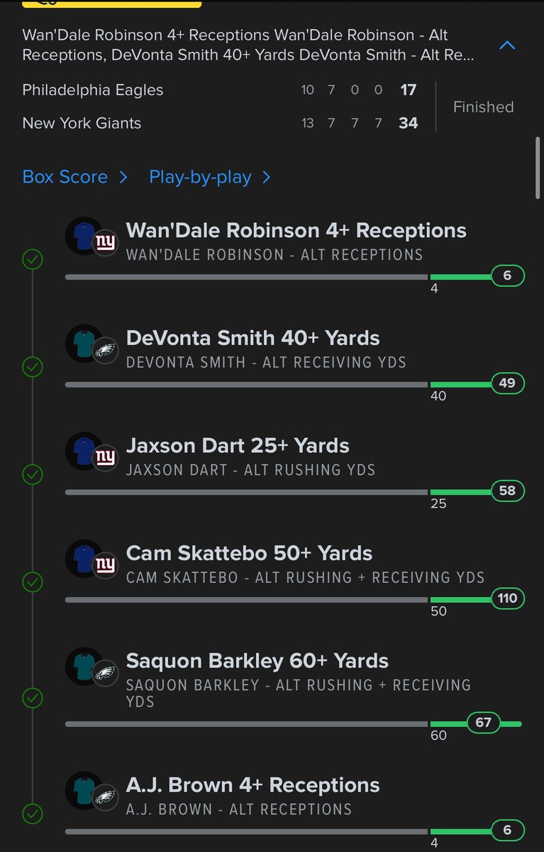 Cashed the play we posted last night. Hope everyone tailed ✅✅✅  #TNFonPrime #PrizePick #GamblingX #BettingX #Draftkings     #fanduel #NFL #SGP #NYGiants     #FlyEaglesFly