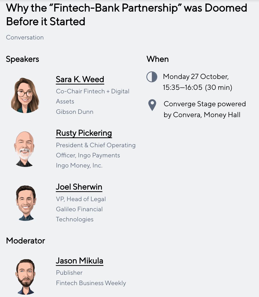IngoPayments's tweet image. 🚨 BREAKING: Ingo&apos;s President &amp;amp; COO is taking the stage at Money20/20

Our President &amp;amp; COO Rusty Pickering is speaking at #Money2020 on why fintech-bank partnerships need a complete rethink.

 The team&apos;s topic: &quot;Why the &apos;Fintech-Bank Partnership&apos; was Doomed Before it Started&quot;

→…