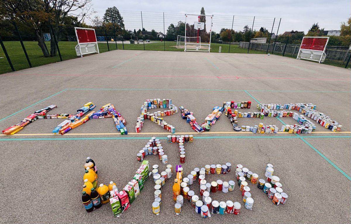 After our Harvest assemblies earlier in the week, today the Community Team gathered together the generous donations from our families. We had over 800 items donated! They will be going to food banks to support our local community. #contribution
