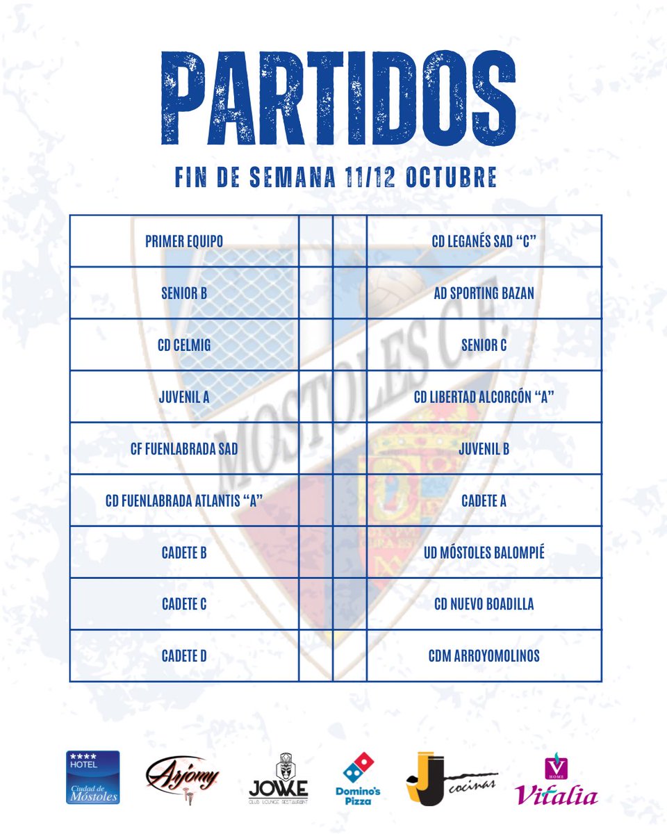Mostoles_cf's tweet photo. ⚽🔵 Nuevo fin de semana para disfrutar con la #CanteraMCF.

📅 Nuestros equipos vuelven a competir y a dejarlo todo sobre el césped.

💙 Creciendo, aprendiendo y disfrutando del fútbol.

#VamosMóstoles #CanteraMCF https://t.co/d4qhWcqS1r