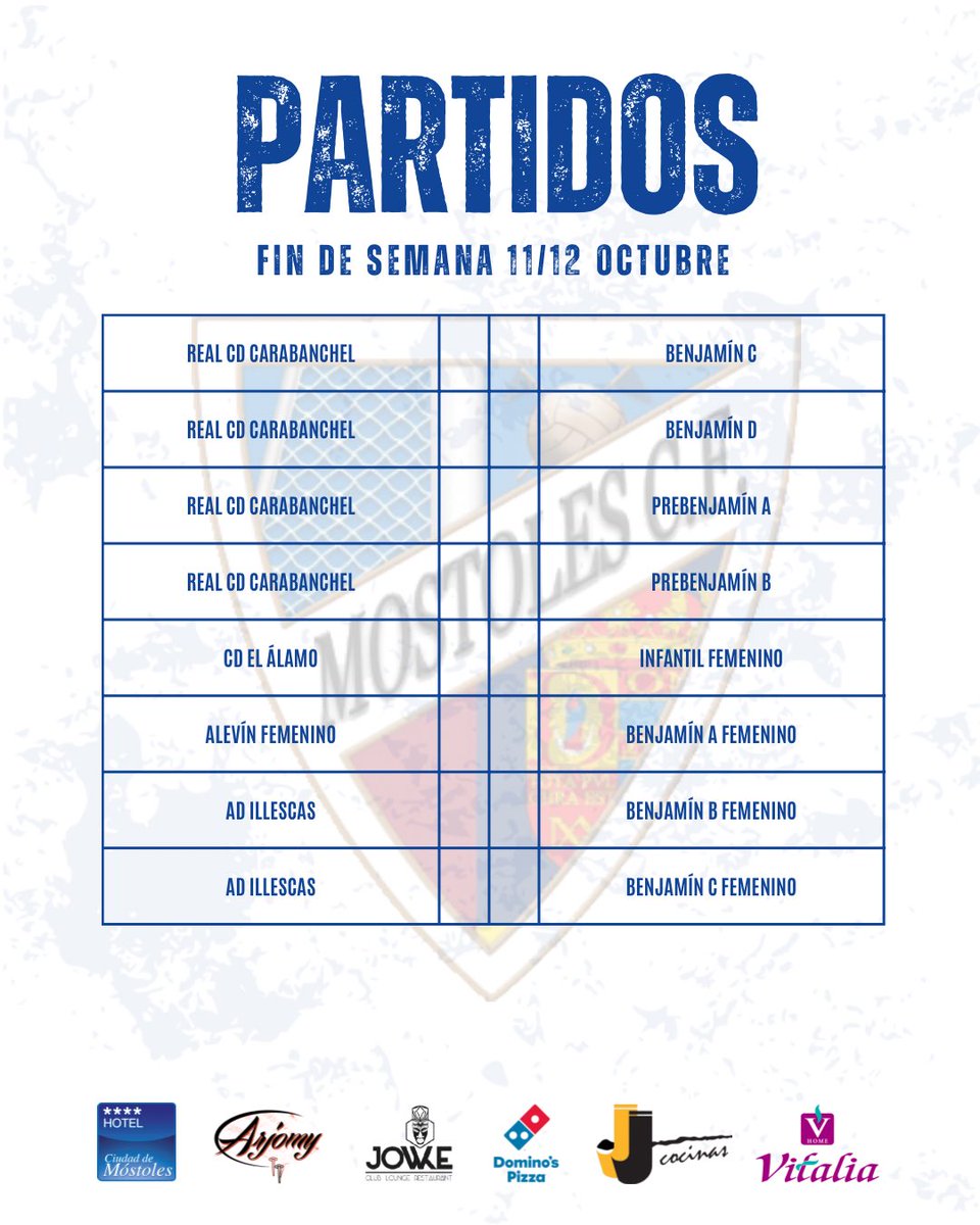 Mostoles_cf's tweet photo. ⚽🔵 Nuevo fin de semana para disfrutar con la #CanteraMCF.

📅 Nuestros equipos vuelven a competir y a dejarlo todo sobre el césped.

💙 Creciendo, aprendiendo y disfrutando del fútbol.

#VamosMóstoles #CanteraMCF https://t.co/d4qhWcqS1r