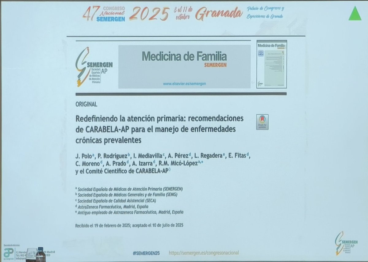 Dr. José Polo, Presidente de SEMERGEN, comenta que la metodología del Proyecto Carabela AP está publicada y SEMERGEN apuesta por la difusión del mismo por toda España.
#SEMERGEN25 #CarabelaAP