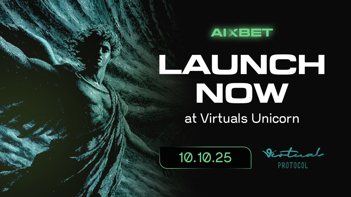 aixbet_ai's tweet photo. $AXB LAUNCH NOW @virtuals_io 
https://t.co/a7f5B0ibHj

The believers win. The future begins.
🦄 Welcome to the era of Smart Money.

$AXB #AIxBET #VIRTUALS #BASE #VIRTUALSUNICORN https://t.co/D2Eys2UTTi