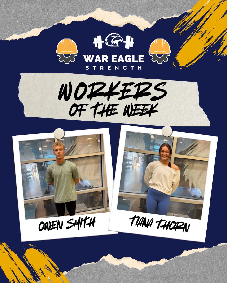 WORKERS OF THE WEEK

Owen is our returning pound-for-pound leader from last spring and is primed for a solid senior year! Tiana is a renaissance woman; cheerleader, wrestler…you name it and she can do it! She’s battling an injury but don’t let that stop her!

WAR 🦅