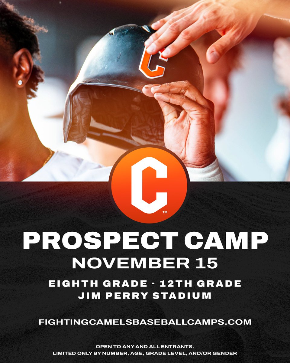 GoCamelsBSB's tweet image. Another opportunity to sign up for Prospect Camp!

🔗 fightingcamelsbaseballcamps.com

#RollHumps