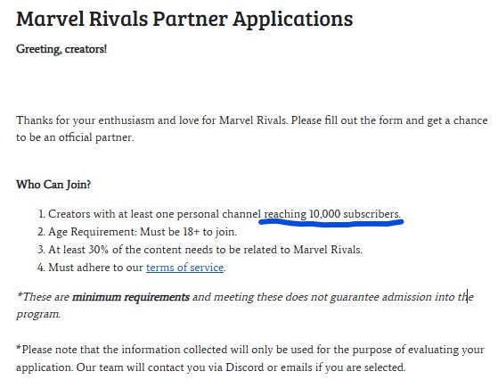 Hi, I want to apply for Marvel Rivals Partnership but one of their minimum requirements is a platform that has 10k. The closest one I have rn is twitch. If you enjoy MR and VTubers, kindly consider following my channel. 🙏 I’m live every weekday. Thank you for the help 🥺