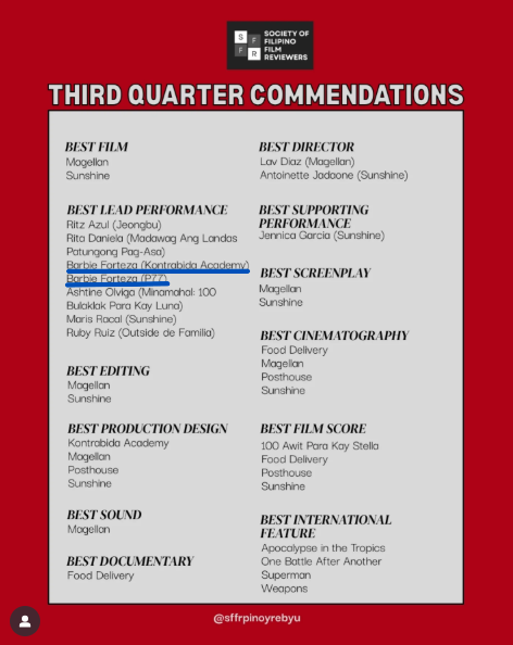 Given the right material, nagsashine talaga ang Barbie doll ko. S'ya lng nman ang may dalawang commendations 4 best lead performance. Congrats B! 👏Proud of u as always.🥰
#BarbieForteza