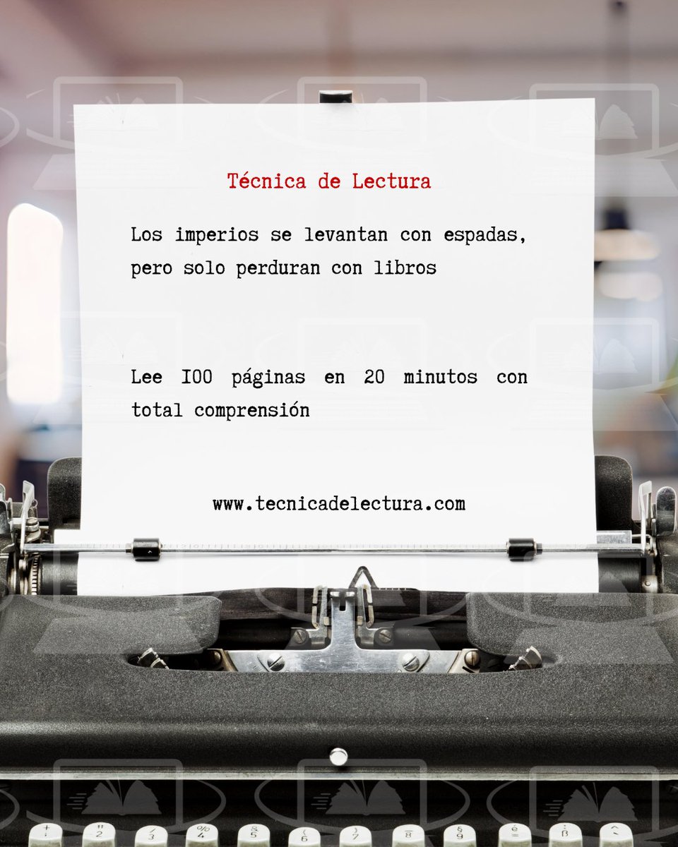 Tecnica_Lectura's tweet image. Los imperios se levantan con espadas,
pero solo perduran con libros. 📚✨
Lee 100 páginas en 20 minutos con total comprensión.
 tecnicadelectura.com/tecnica-de-lec…

#LecturaRápida #LeerEsPoder #Educación #Lectura