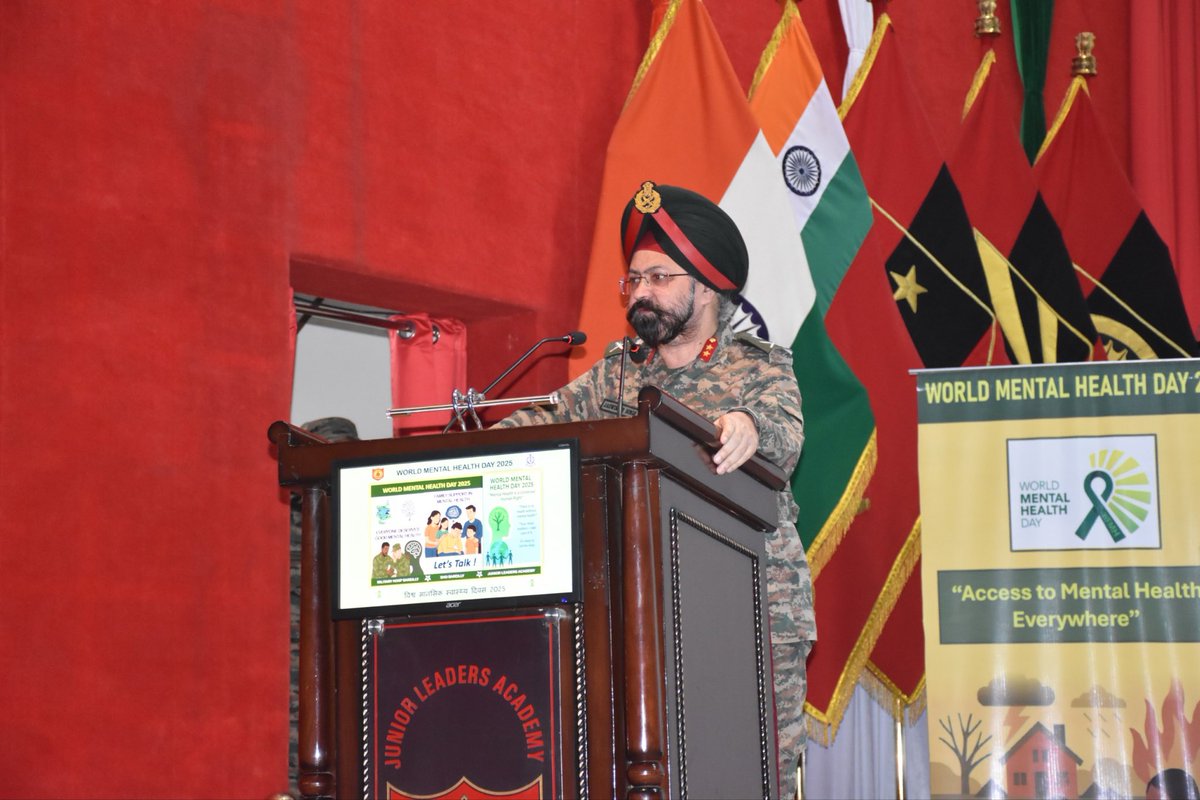 dgafms_mod's tweet image. On #WorldMentalHealthDay, #MilitaryHospital Bareilly in collaboration with Station Health Organisation Bareilly, under the aegis of HQ Uttar Bharat Area, conducted a mental health awareness programme for troops and families. The event highlighted the importance of mental…