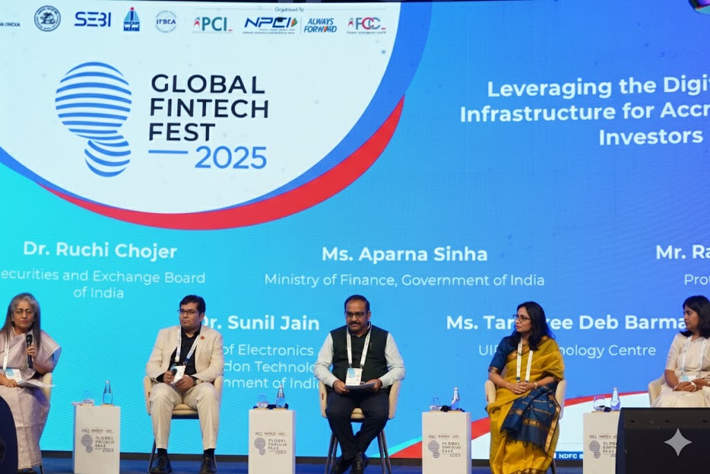 _DigitalIndia's tweet image. At the Global Fintech Fest 2025 in Mumbai, Shri Sunil Jain, Director, NeGD, participated in a crucial panel discussion on &quot;Leveraging the Digital Public Infrastructure for Accreditation of Investors.&quot; 

He emphasized the transformative potential of NeGD and MeitY&apos;s DPIs,…