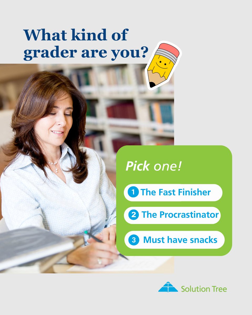 SolutionTree's tweet image. Drop your number ⬇️ — and tag a teacher who grades just like you! ✏️
1️⃣ Fast Finisher
2️⃣ Procrastinator
3️⃣ Must Have Snacks 🍫
#TeacherLife #GradingHumor #EduChat
#TeacherLife #GradingHumor #EducatorEnergy