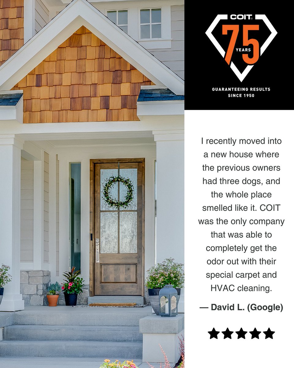 Clean as new—that’s COIT’s promise to you! Thank you for the glowing review, David! #COITFanFriday