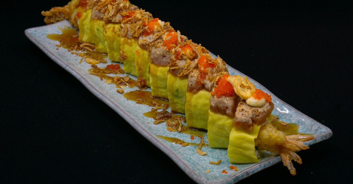 Our NEW Firecracker Dragon Roll is available NOW! 🔥🐉

Made with crispy shrimp tempura, krab salad, cucumber, avocado, spicy tuna, fried shallots, masago, chili lime mayo &amp; eel sauce.