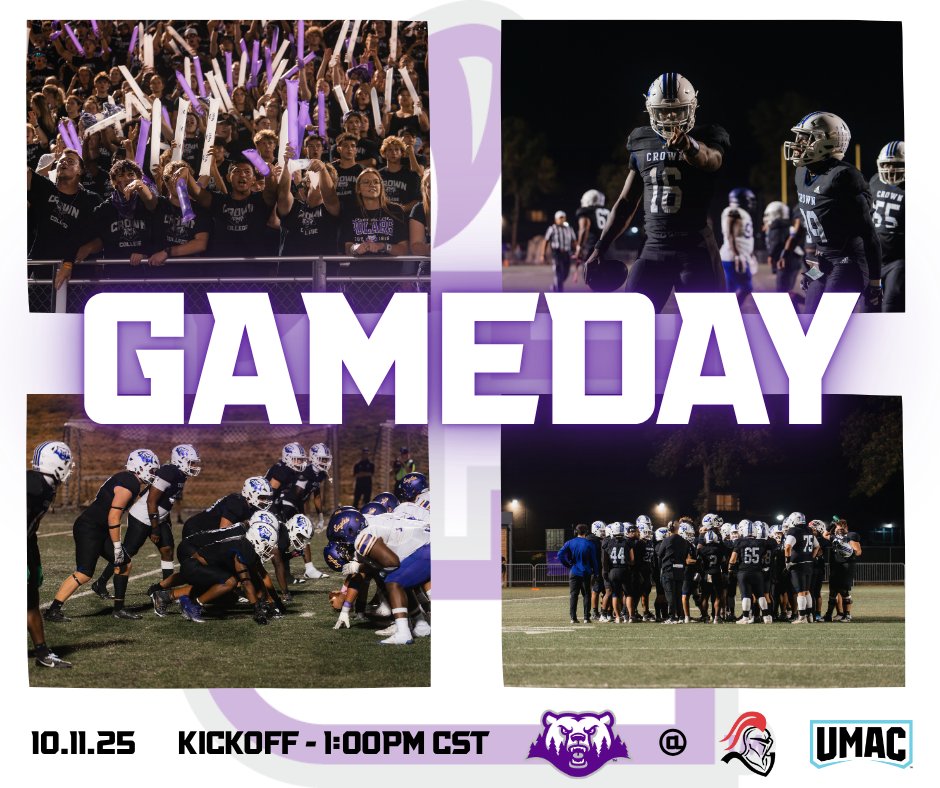 CrownCollegeFB's tweet image. 🚨Battle in the UMAC continues🚨
 
🕐 1pm | 📍MLC Football Bowl - New Ulm, MN

Crown College vs Martin Luther College

#BeDangerous #CrownClimb
