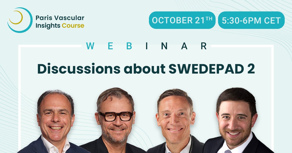 🔥 Save the Date! Exclusive webinar PVI 🖥️
Join top experts Koen Deloose, Yann Gouëffic, Eric Secemsky, and Joachim Nordanstig to discuss the latest updates and implications around the SWEDEPAD 2 trial.
🗓 October 21st | 5:30–6:00 PM CET
✨ Free registration — opening soon!