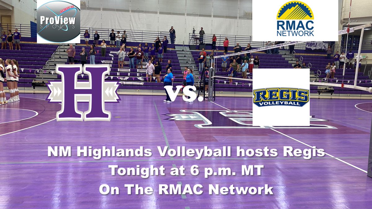 Women's College Volleyball, New Mexico Highlands vs. Regis University Tonight (Friday) at 6 p.m. MT with <a href="/ScottGaletti/">Scott Galetti</a> on the call on the RMAC Network.
Broadcast Link Below.
rmacnetwork.com/nmhighlands/?B…