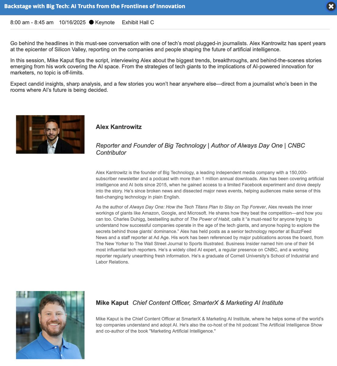 Total AI Rock Stars!  Get ready for some AI truths from the frontlines of innovation! We can't wait to go backstage with <a href="/Kantrowitz/">Alex Kantrowitz</a>  and <a href="/MikeKaput/">Mike Kaput</a> at #Maicon2025. Let's hear it from the source!