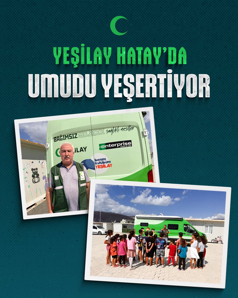 Hatay’da umut yeniden yeşeriyor. 💚

Yeşilay Hatay Şubemiz, depremden etkilenen çocuklar için konteyner kentlerde boyama, el sanatı, zeka oyunları ve spor etkinlikleri düzenliyor. 🧩🖍

Her buluşmada çocuklarımızın gülümsemesine, sosyal gelişimine ve bağımlılıklardan uzak güçlü