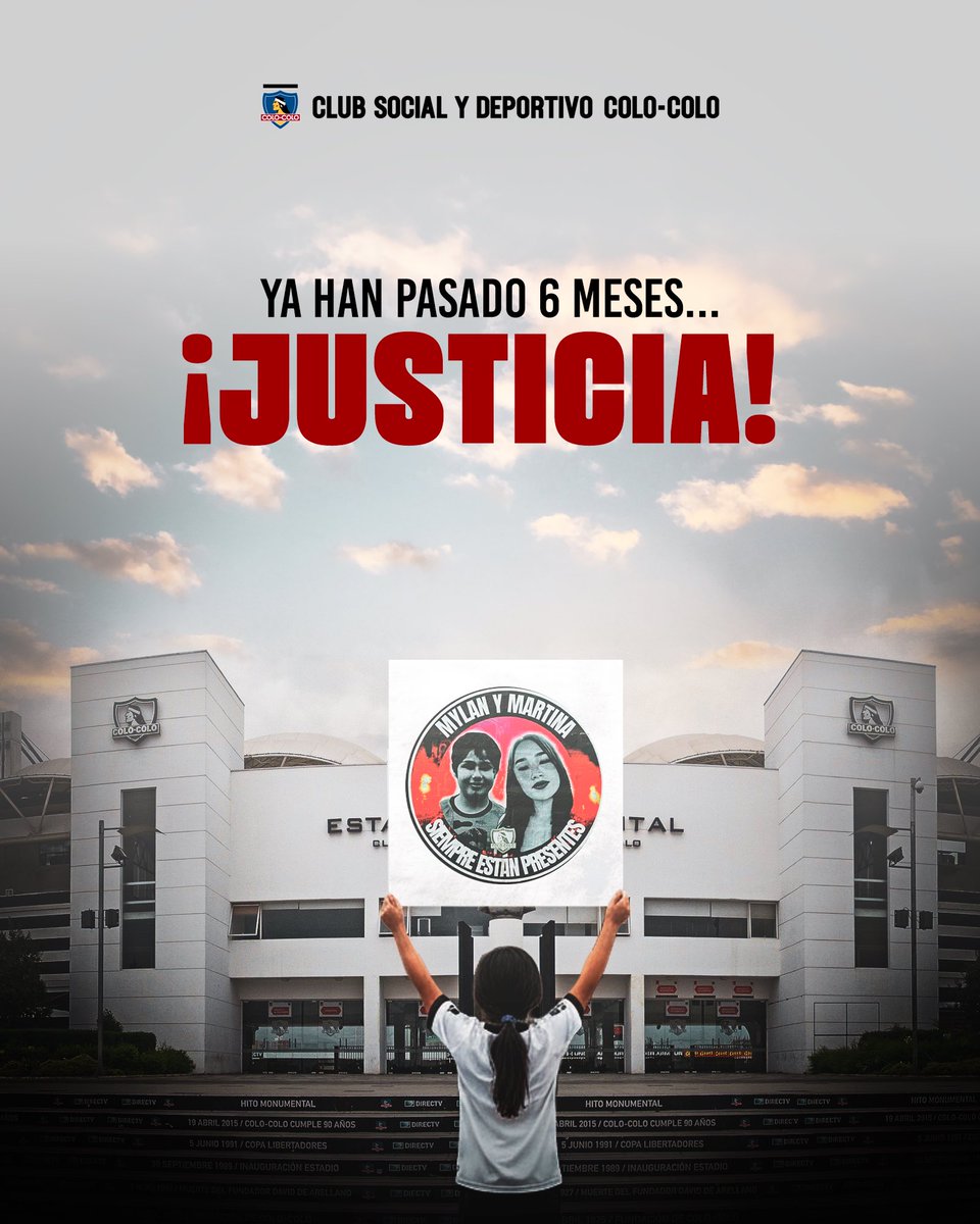 CSDColoColo's tweet image. JUSTICIA Y REPARACIÓN 🌹

Como Club Social y Deportivo Colo-Colo continuamos exigiendo justicia y reparación para las familias de Martina y Mylan, quienes llevan 6 meses esperando que se esclarezcan los hechos y se identifique a los responsables de lo ocurrido.

En este Mes de la…