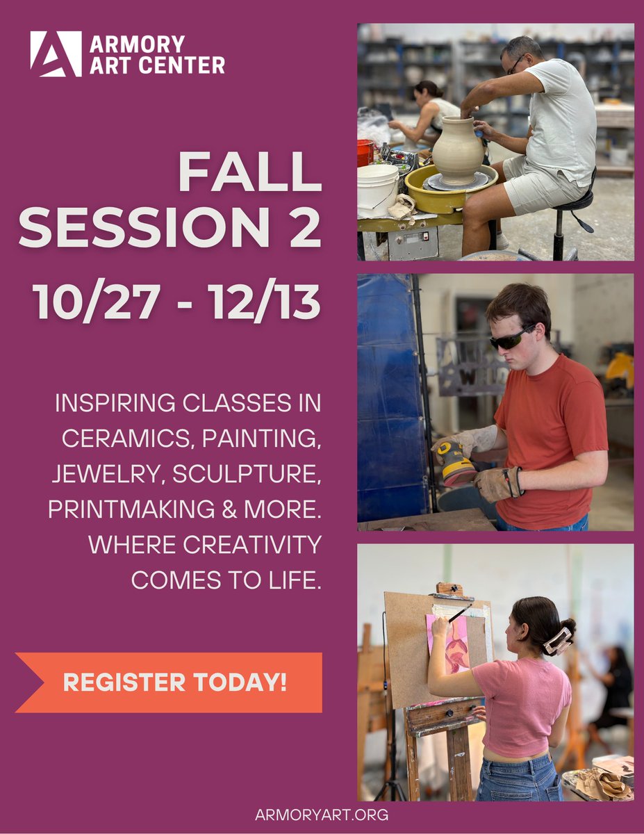 Register for Fall Session 2 at the Armory today!
canvas.armoryart.org/classes
#armoryartcenter #fallsession2 #artclasses #wpbaedistrict