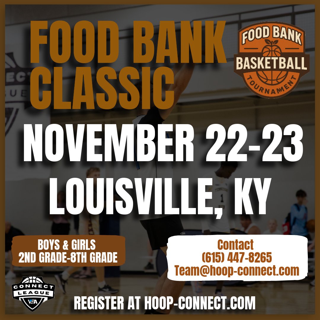 Get Ready for the Food Bank Classic! 

Basketball meets purpose in Louisville, KY – November 22–23! The Food Bank Classic isn’t just another tournament — it’s where the next wave of talent earns exposure, chases championships, and proves that every game counts.

🏀 Boys &amp; Girls |