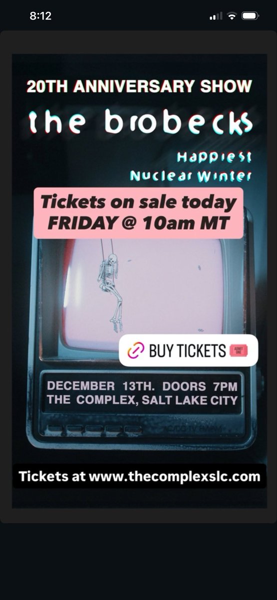 TODAY 🙂10/10 at 10am MT ☢️Tickets go on sale at thecomplexslc.com
❄️VIP Upgrades sold separately today at 11am MT at iDKHOW.com