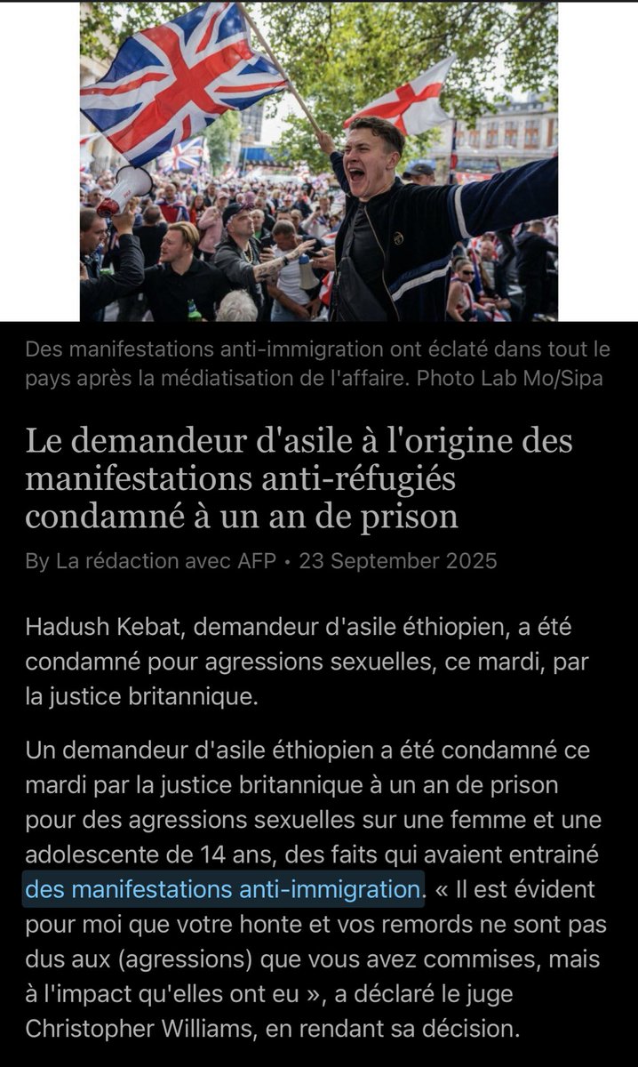 DamienRieu's tweet image. 🇬🇧 Epping : 1 an de prison pour le réfugié éthiopien violeur d’une ado, 2 ans de prison pour ceux qui ont osé manifester contre lui.