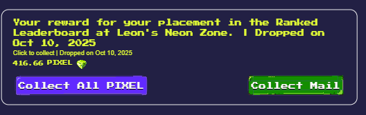 4ever313_pixels's tweet photo. I finally managed to get more pixels from Neon Zone for the first time😍 
I hope one day I can be number one in the rankings👌

@pixels_online
#NeonZone https://t.co/uR3lxv51WA