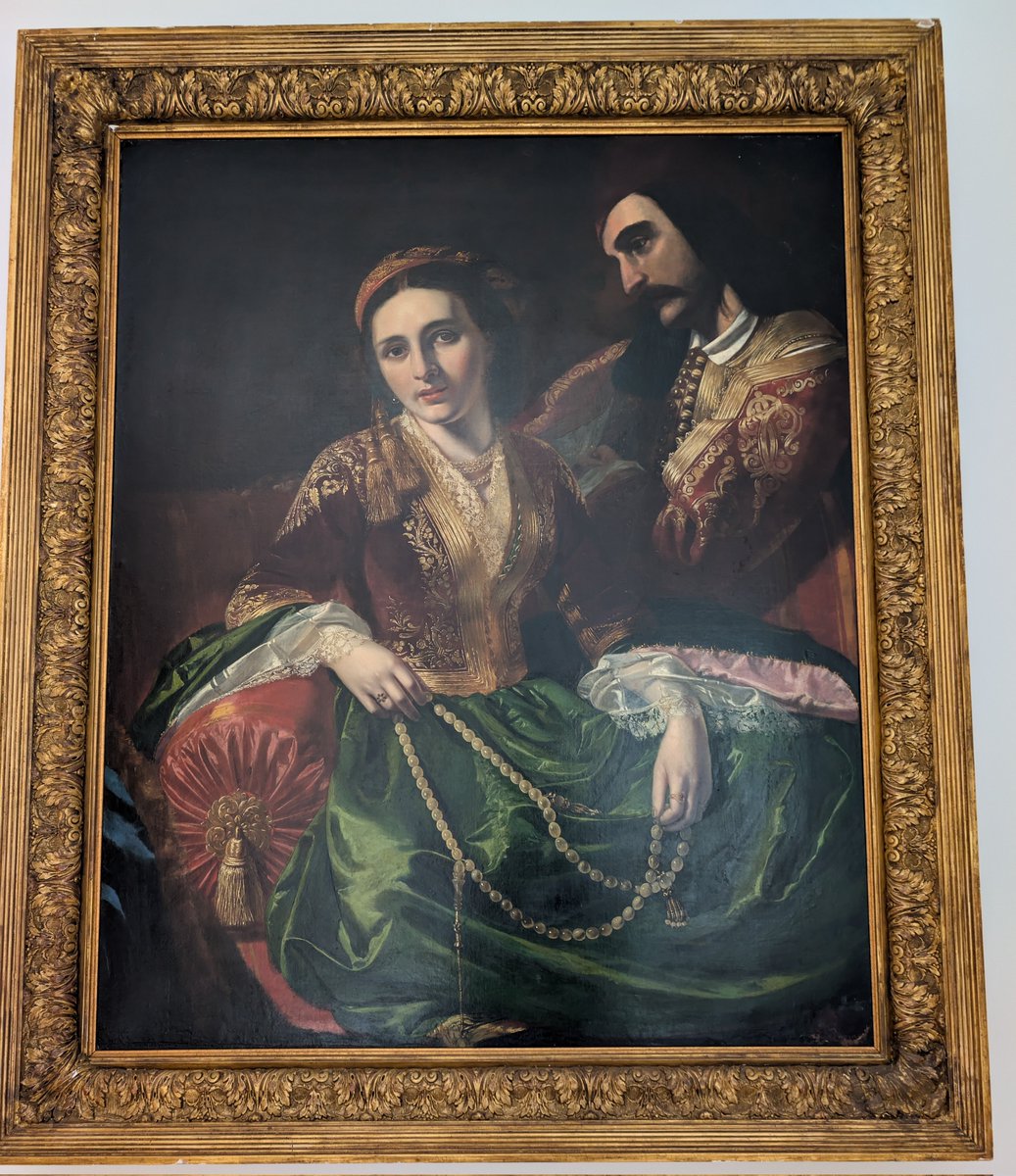 HellenicEchoes's tweet image. Portrait of a Greek man and woman in national costume