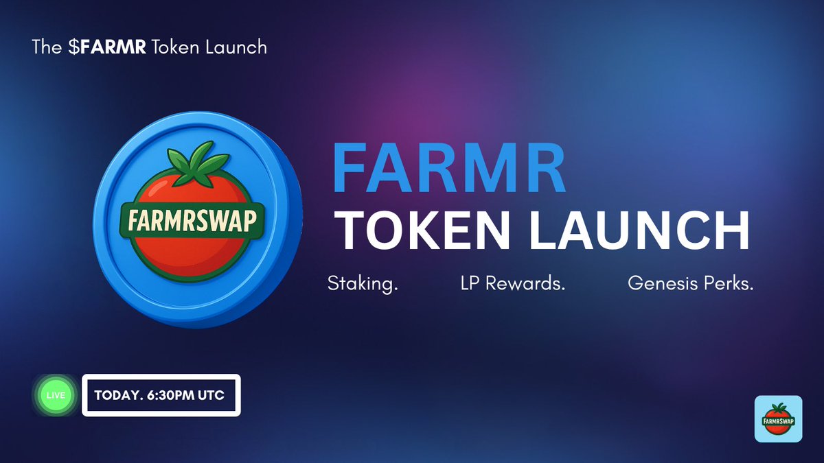 IT’S TIME!

$FARMR goes live today → 6:30PM UTC | 2:30PM EST

🌱 Staking
💧 LP Rewards
🎟 Genesis Perks

No shortcuts. No gimmicks. Just DeFi done right on <a href="/BLOCX_TECH/">BLOCX. (Official)</a>

Get your wallets ready. The farming season starts NOW.