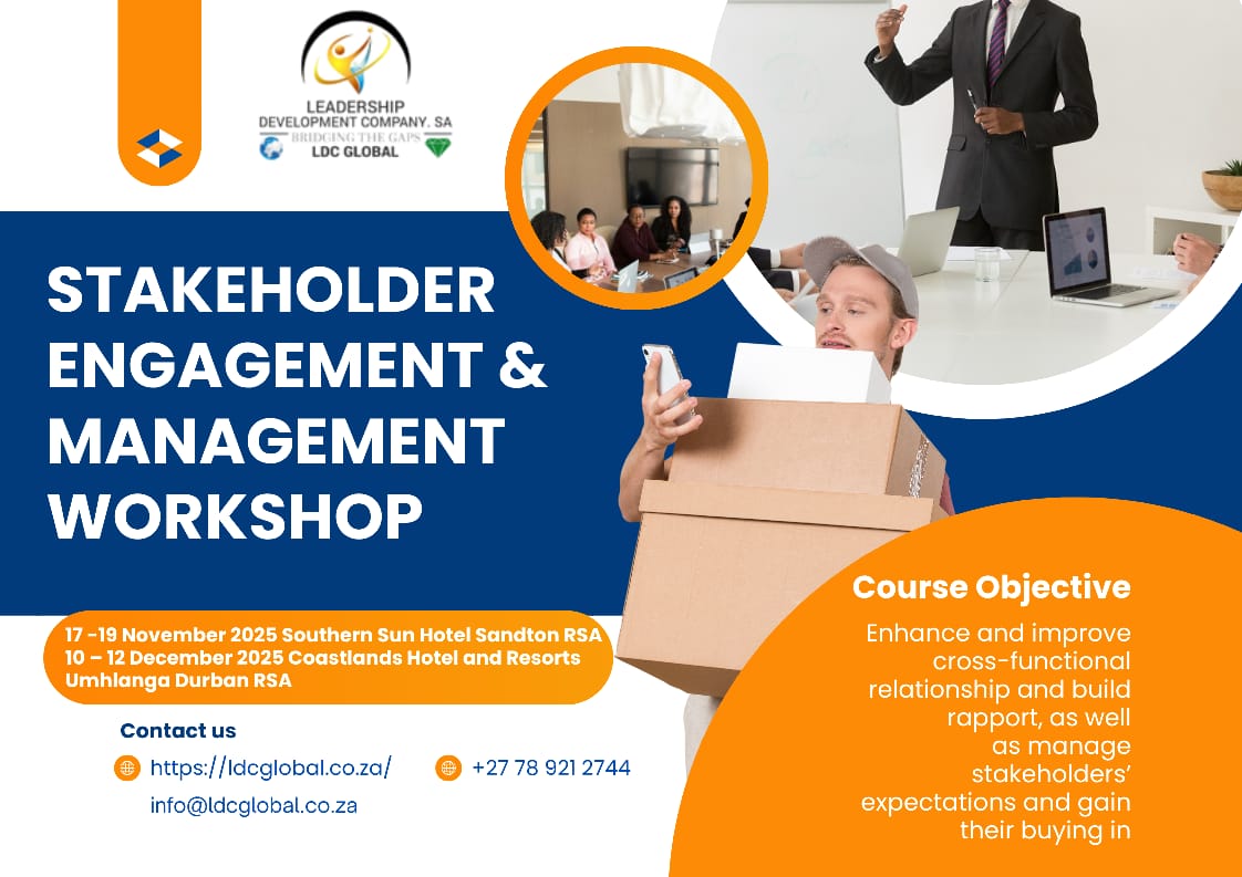 ldc_global's tweet photo. Stakeholder Management Master the Art of Stakeholder Engagement and Relationship Management! - 3 Days 
#StakeholderEngagement #LeadershipTraining #CommunicationSkills #CorporateTraining #ProfessionalGrowth #Sandton #Durban #BusinessWorkshop https://t.co/pZ7NOG8RYD