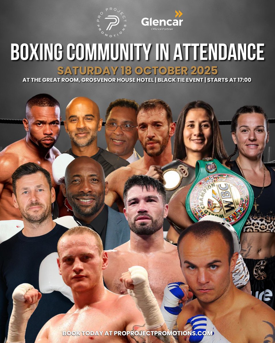 proprojectpro's tweet image. We can’t wait for Saturday 18th October! 🥊 Some incredible names from the boxing community are confirmed to join us! It’s shaping up to be an unforgettable Night To Remember!
.
🎟️ Last few tickets remaining — grab yours now at vist.ly/49zws
.
@glencar_construction
