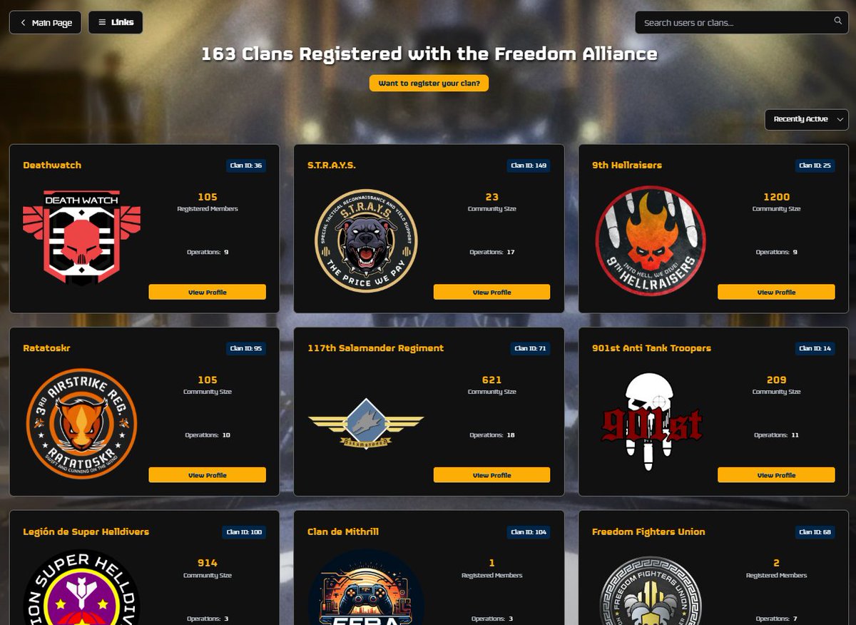 Helldivers_NOW's tweet photo. #Helldivers2 | #Helldivers2Community
WAKE UP BUDDY, IT'S TIME TO JOIN A CLAN 🫵
✅The Freedom Alliance has launched the Clan Database!
Browse more than 160 clans, view their info, and join them on Discord.
(You can also register your clan on the link)
https://t.co/ueJTgeFw52
✅This message is brought to you by the Freedom Alliance