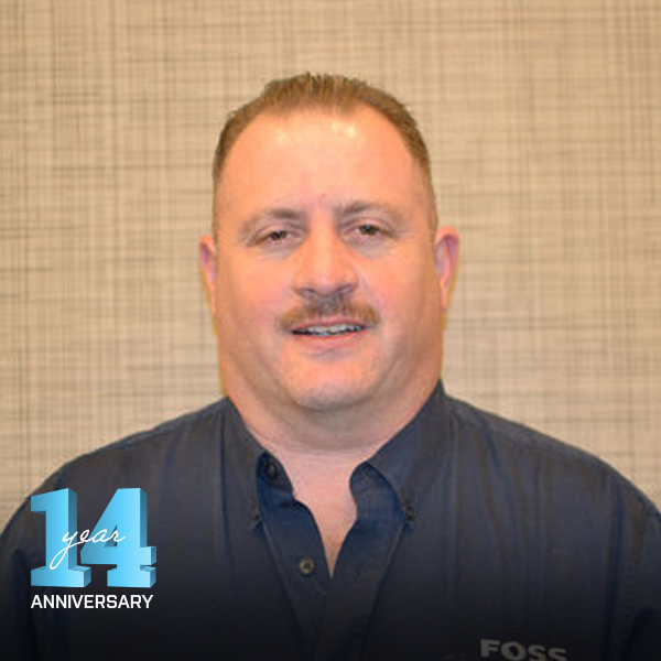 Congratulations to Service Engineer Charles Snow on celebrating 14 years with FOSS! Charles’s technical expertise and dedication to customer success have made a lasting impact across the many industries we serve. Thank you, Charles! #TeamFOSS #ExcellenceInService