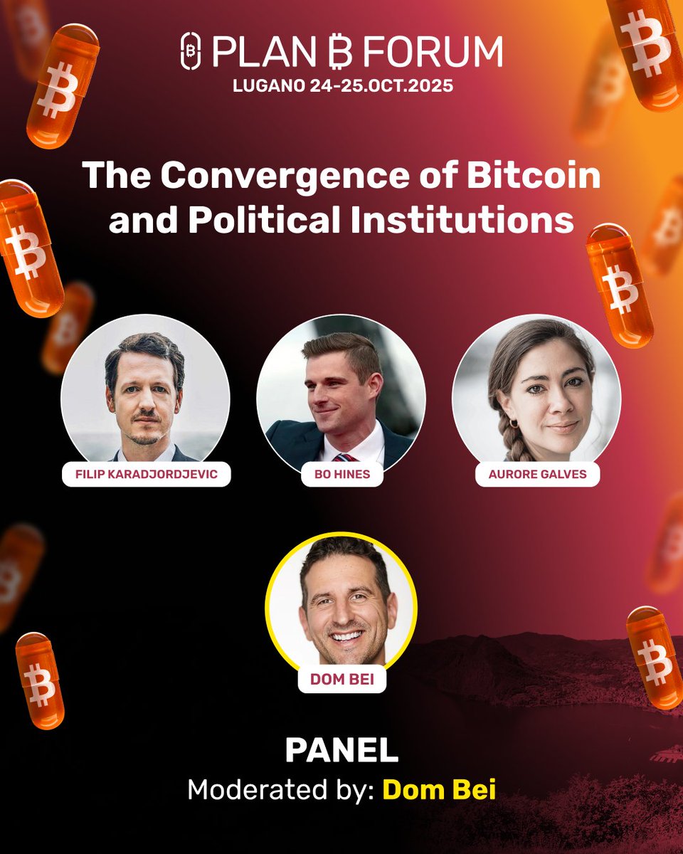 Monarchs, politicians and Bitcoin on one stage.

<a href="/PrincFilip1/">Филип Карађорђевић</a>, <a href="/BoHines/">Bo Hines</a>  and <a href="/aurore_btc/">aurore.btc</a> with <a href="/Beiwatch1/">Dom Bei</a> moderating.

From dynasties to democracies the question is the same: what happens when power collides with Bitcoin?

📅 Oct 24–25 | Lugano
#PlanBForum

<a href="/JAN3com/">JAN3</a> <a href="/USAT_io/">USAT</a>