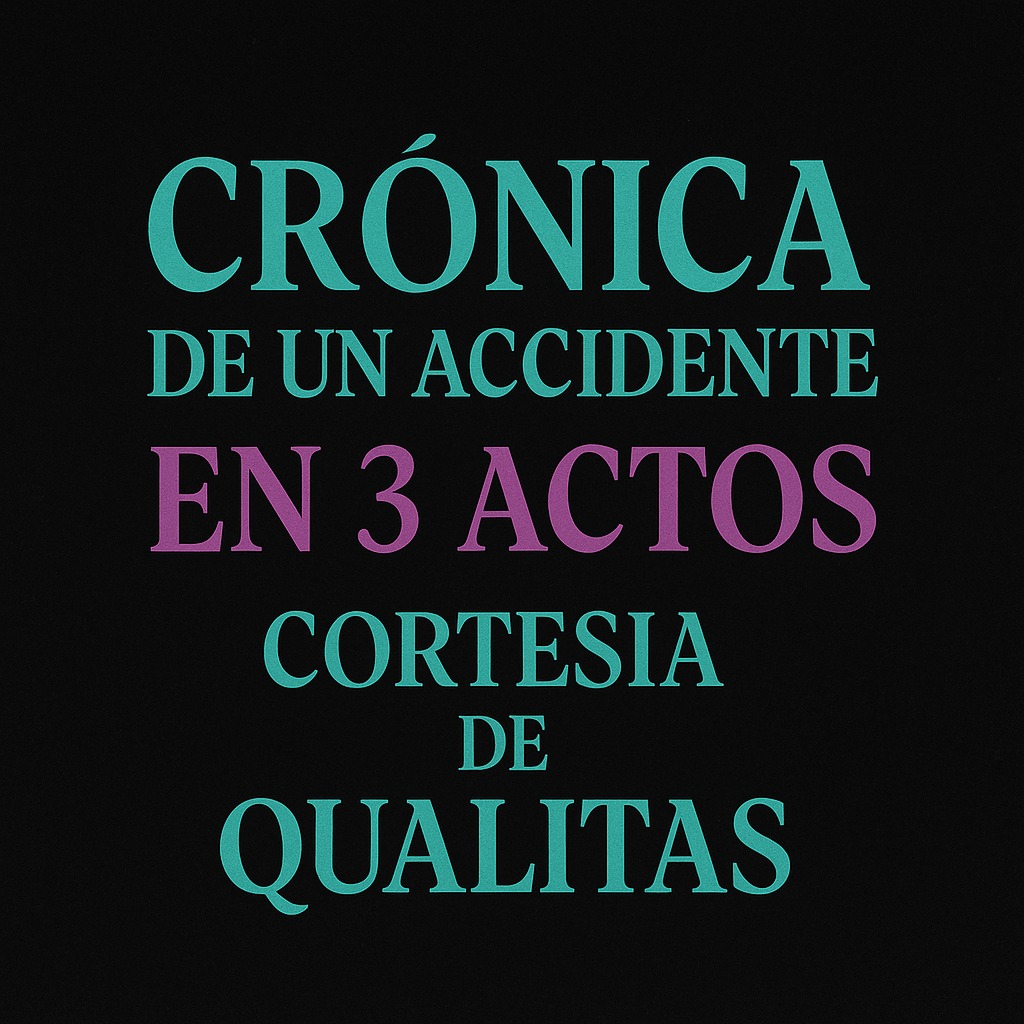 rsd0579's tweet photo. 🎭Crónica de un accidente en 3 actos
ACTO I Me chocan mientras estoy estacionada. Llamo a @QualitasMexico . El ajustador nunca llega.
ACTO II Mandan mi camioneta a un taller sin licencia vigente.
ACTO III Qualitas dice que “no procede”.
🏁Epílogo: 76 días después, sigo sin auto. https://t.co/b5DVq0PsuM