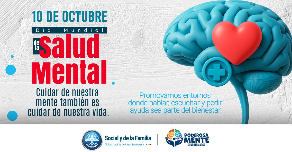 SocialCundi's tweet image. 💙 Hoy conmemoramos el Día Mundial de la Salud Mental.
Cuidar de nuestra mente es también cuidar de nuestra vida. 🌿🧠
Promovamos entornos donde hablar y pedir ayuda sea parte del bienestar. 💬✨ #Poderosamente