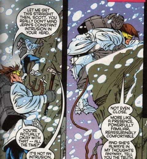 AllStarCyclops's tweet photo. Some people love to lie &amp; say Scott didn’t like Emma in his head. Well, here’s Scott saying he liked Jean in his head as well as Emma. https://t.co/Ij8tbpzX5j