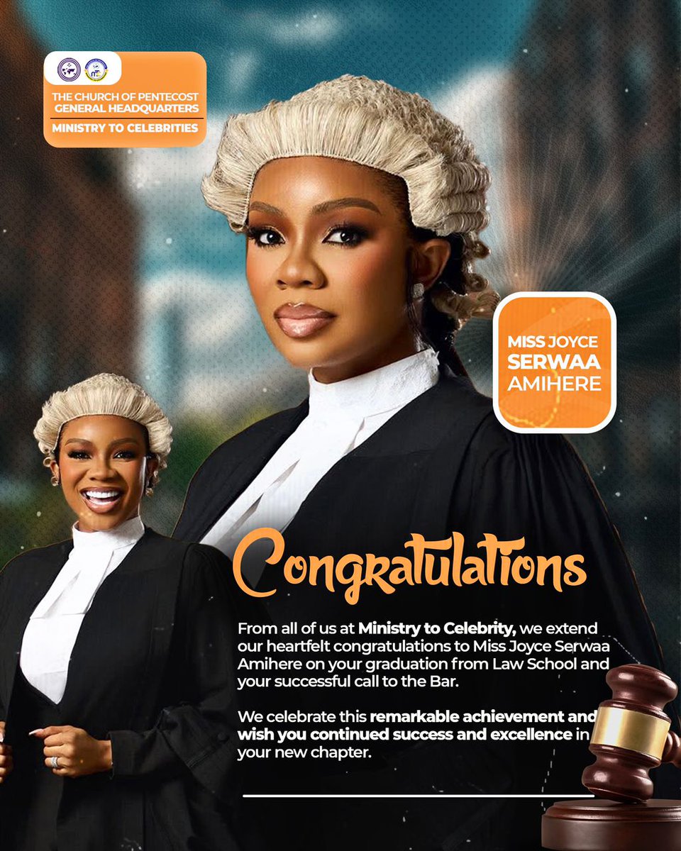 📷 Congratulations, Miss Joyce Serwaa Amihere 📷

From all of us at Ministry to Celebrity of  THE CHURCH OF PENTECOST, we extend our heartfelt congratulations to  <a href="/Serwaa_Amihere/">Serwaa Amihere, Esq</a> on her graduation from Law School and her successful call to the Bar.

 | #mtc |