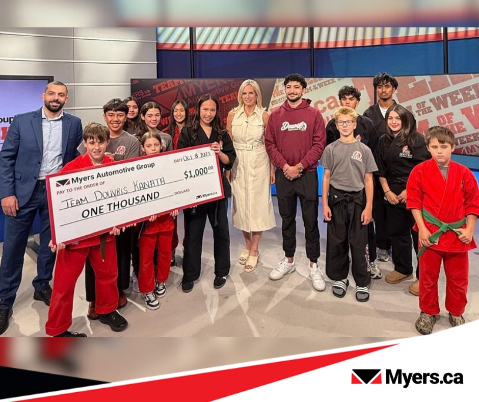 Myers Automotive Group (@myersautogroup) on Twitter photo Congratulations to team <a href="/DouvrisMA/">Douvris Martial Arts</a> Kanata 🥋
They are this week's #MyersTeamOfTheWeek!
Ahmad Hachem, Sales Manager at Ottawa Nissan, was happy to present the cheque🥰
Watch 🔗 youtu.be/-w-cRwN6nHI
#MyersOttawa #WereFamily
<a href="/CTVYMOttawa/">CTV Your Morning Ottawa</a> <a href="/TSN1200/">TSN 1200 Ottawa</a> Congratulations to team <a href="/DouvrisMA/">Douvris Martial Arts</a> Kanata 🥋
They are this week's #MyersTeamOfTheWeek!
Ahmad Hachem, Sales Manager at Ottawa Nissan, was happy to present the cheque🥰
Watch 🔗 youtu.be/-w-cRwN6nHI
#MyersOttawa #WereFamily
<a href="/CTVYMOttawa/">CTV Your Morning Ottawa</a> <a href="/TSN1200/">TSN 1200 Ottawa</a>